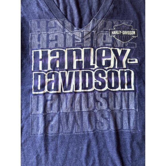 Harley Davidson Blue V Neck Indianapolis Southside T shirt Size Large - Picture 2 of 6